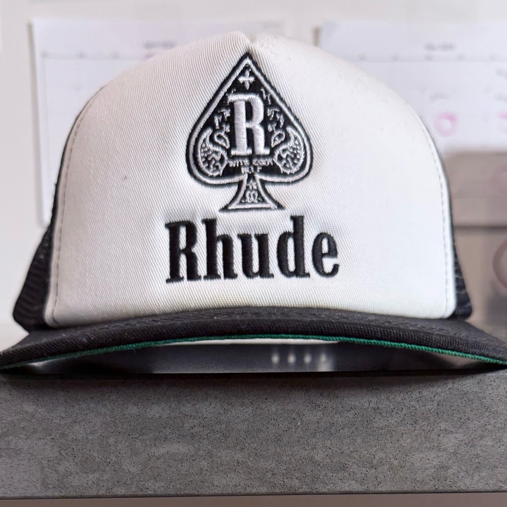 Rhude White and Black Spade Graphic Hat